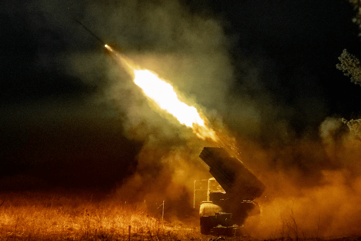 Artillery firing at night